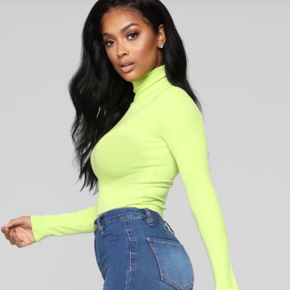Lime Green Ribbed Long Sleeve Turtleneck